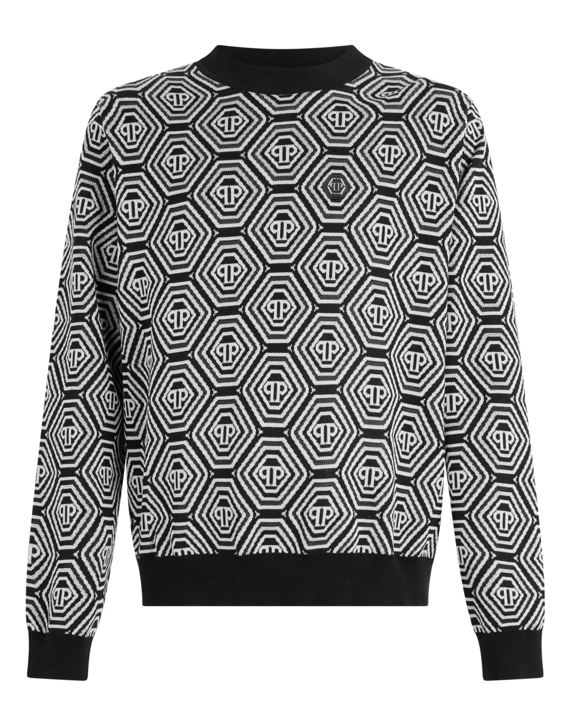 Round Neck Pullover Monogram 70's, цвет: Черный