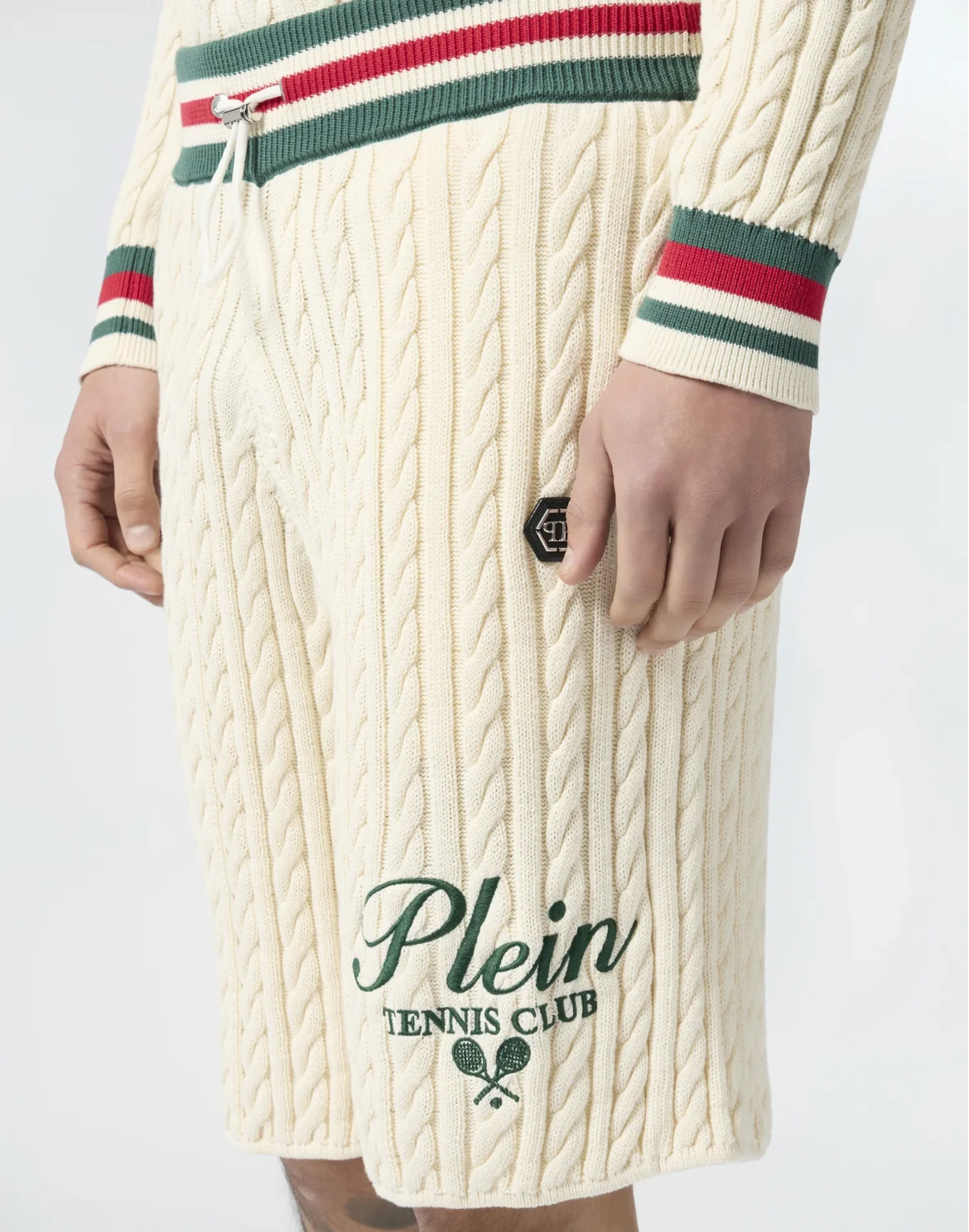 Knitted Drawstring Shorts Plein Tennis, цвет: Бежевый