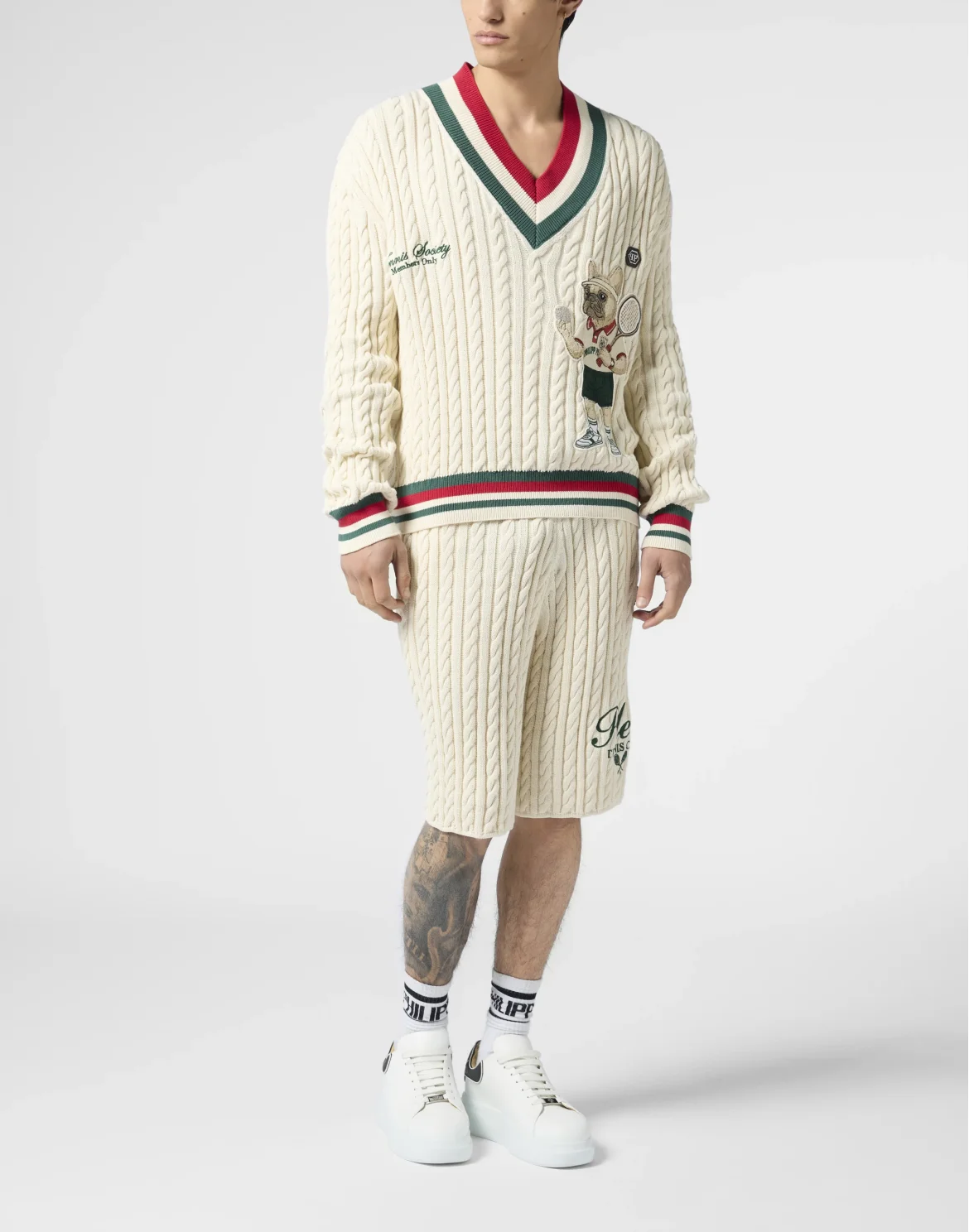 Knitted Drawstring Shorts Plein Tennis, цвет: Бежевый