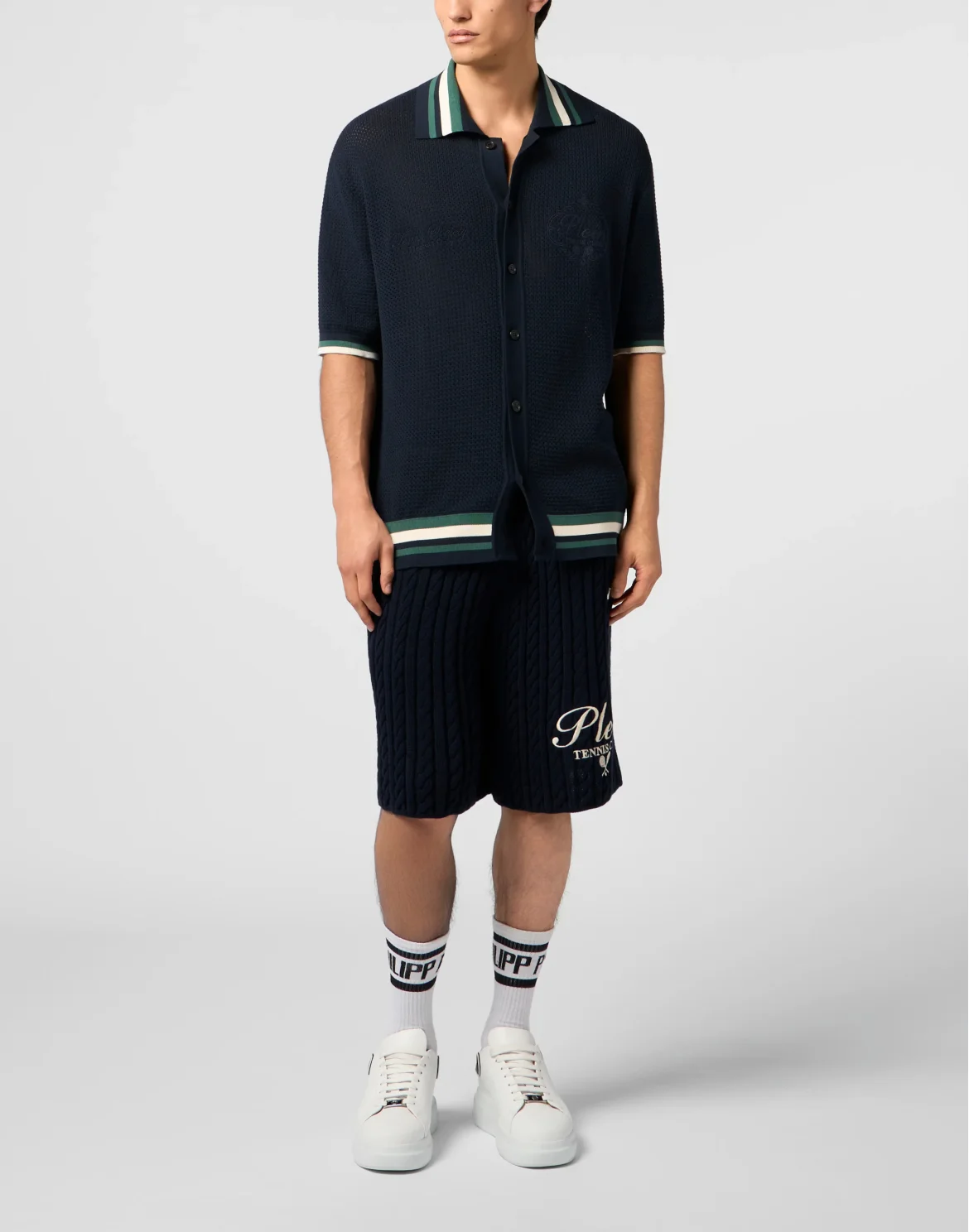 Knitted Drawstring Shorts Plein Tennis, цвет: Синий