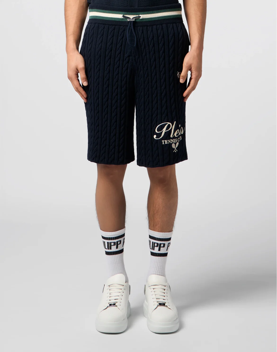 Knitted Drawstring Shorts Plein Tennis, цвет: Синий