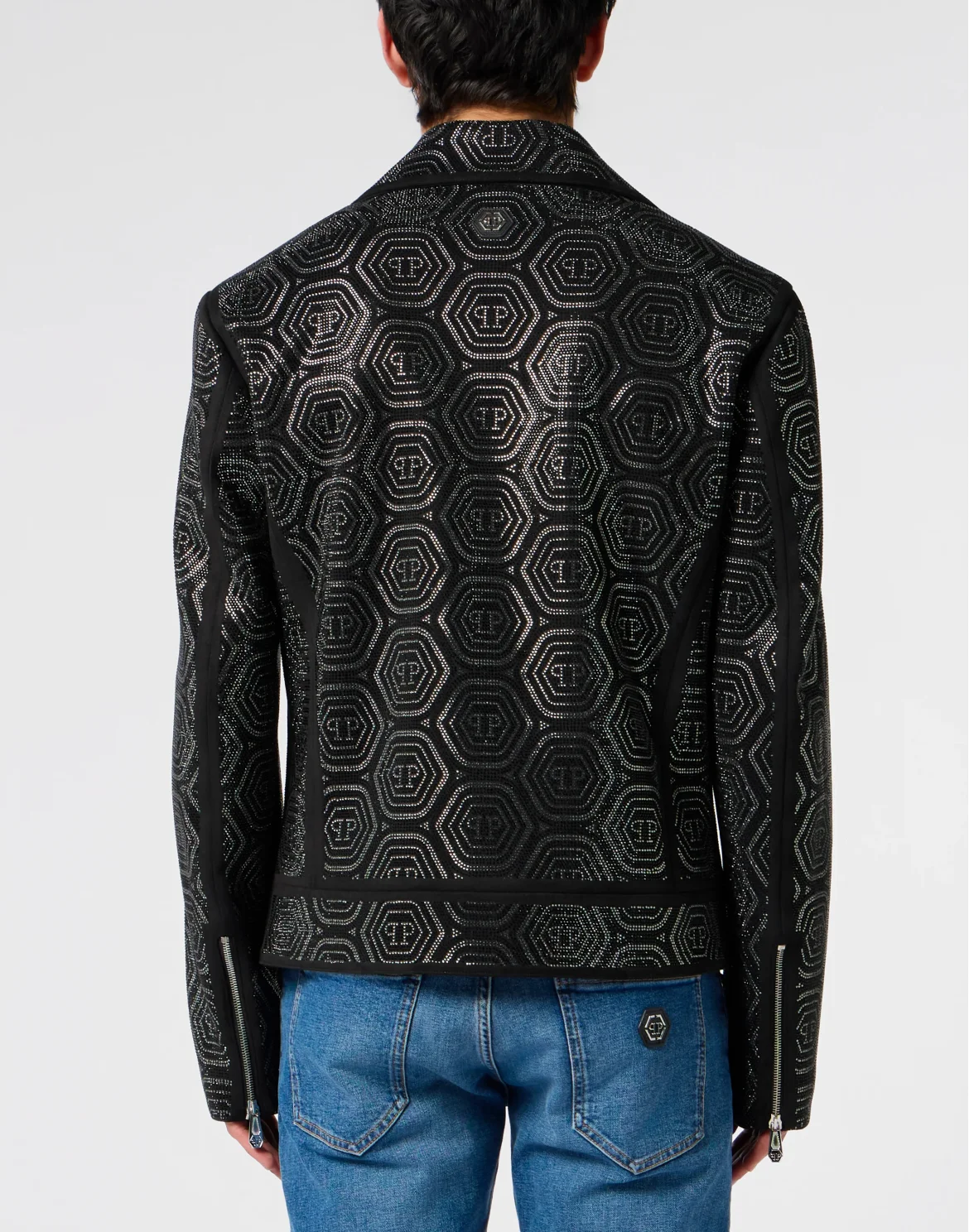 Suede Biker Jacket Monogram Stones, цвет: Черный