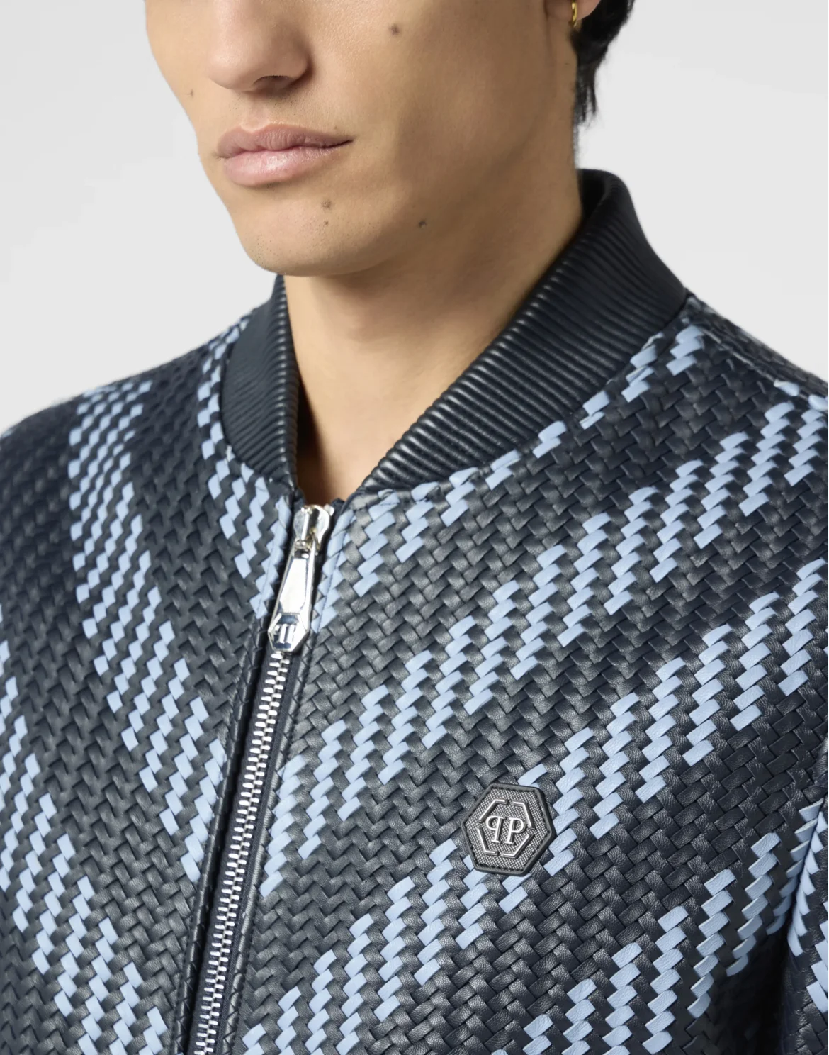 Weaved Leather Bomber Stripes, цвет: Синий