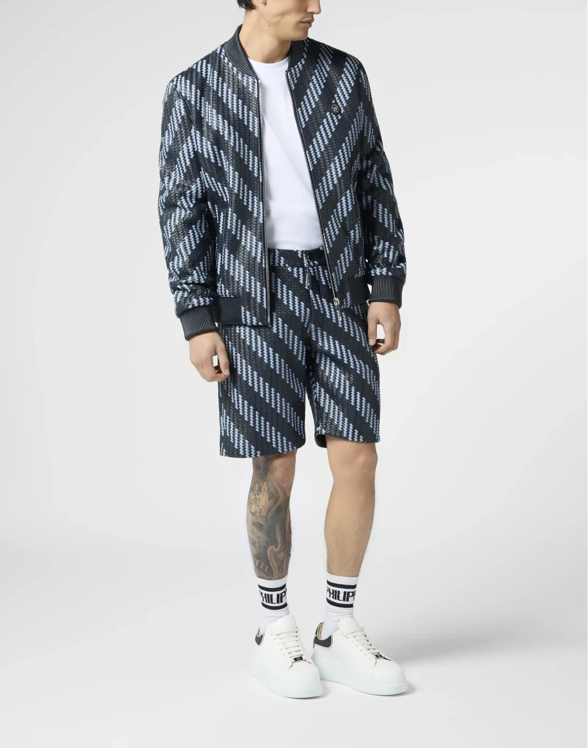 Weaved Leather Bomber Stripes, цвет: Синий