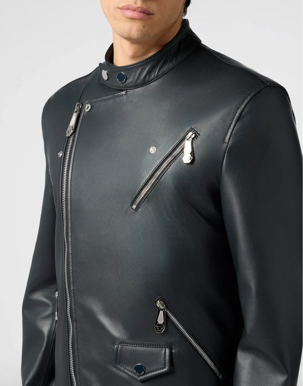 Nappa Leather Moto Jacket, цвет: Черный