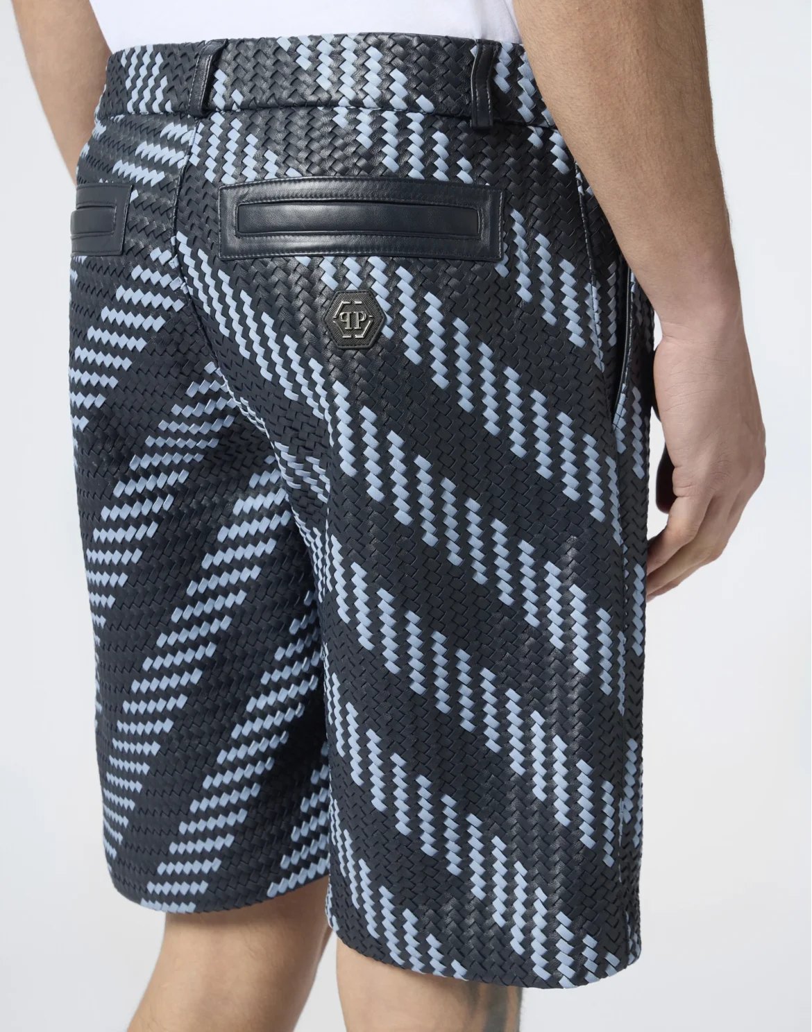 Weaved Leather Shorts Stripes, цвет: Синий