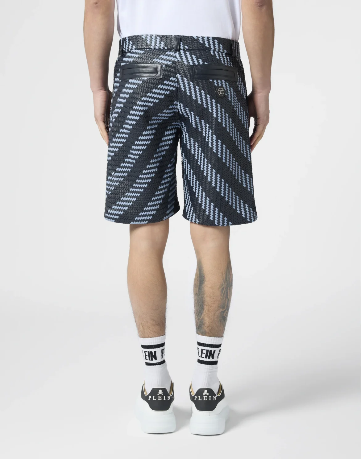 Weaved Leather Shorts Stripes, цвет: Синий