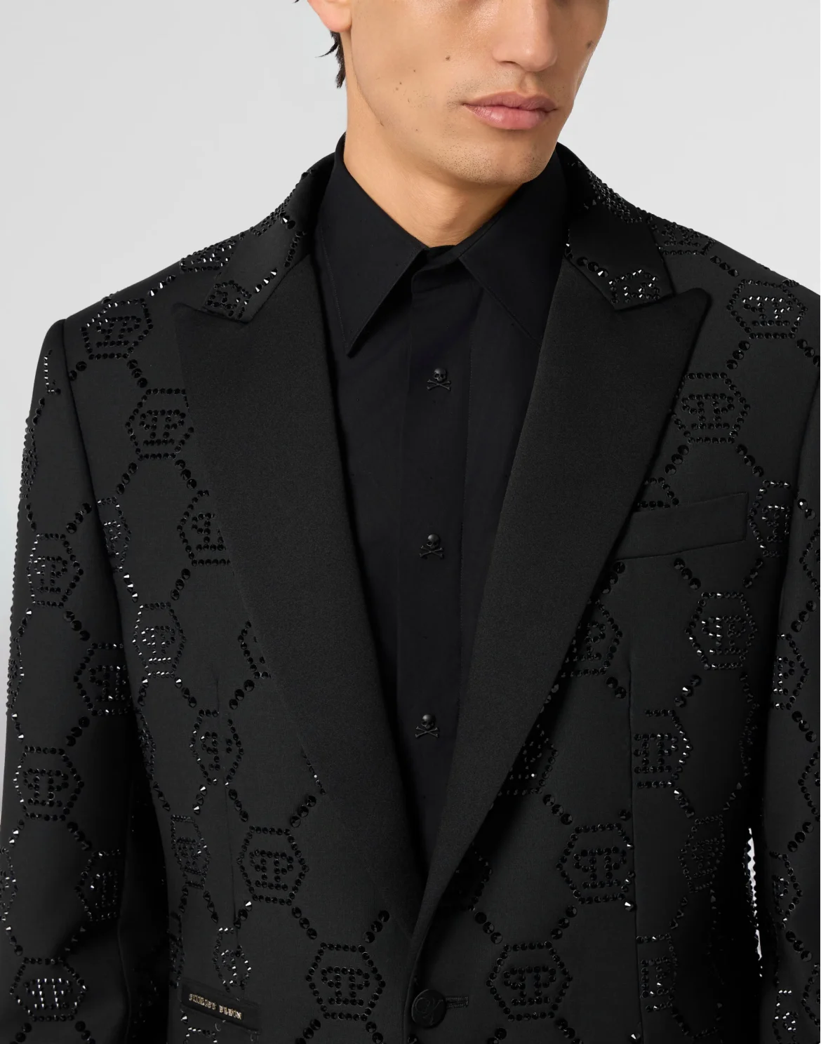 Wool Blazer With Stin Details Monogram, цвет: Черный