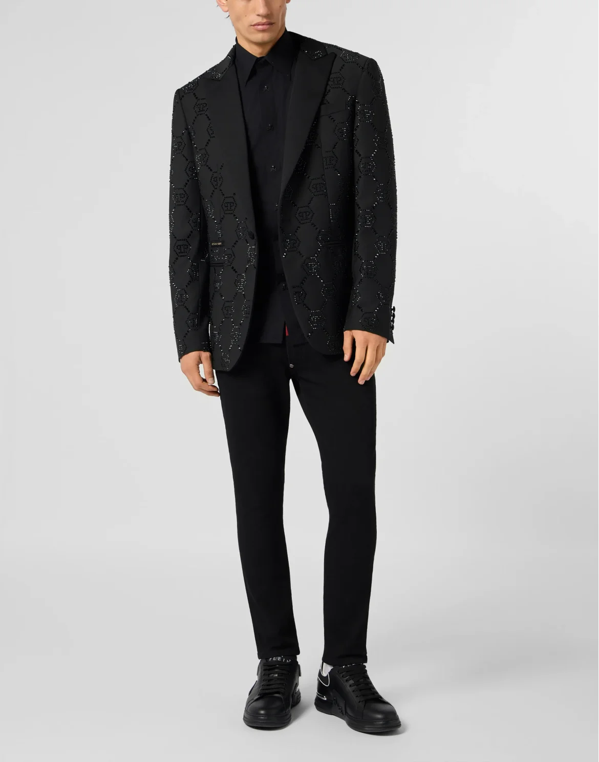 Wool Blazer With Stin Details Monogram, цвет: Черный