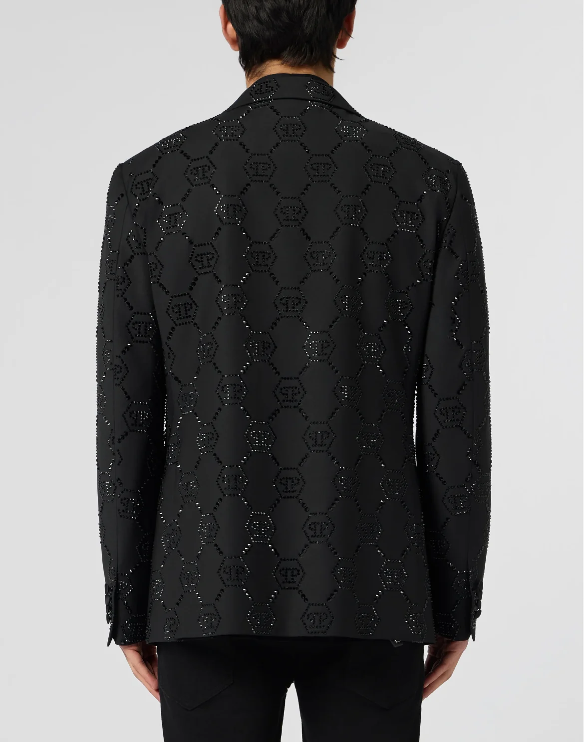 Wool Blazer With Stin Details Monogram, цвет: Черный