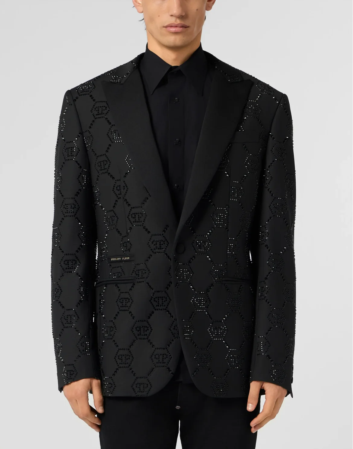 Wool Blazer With Stin Details Monogram, цвет: Черный