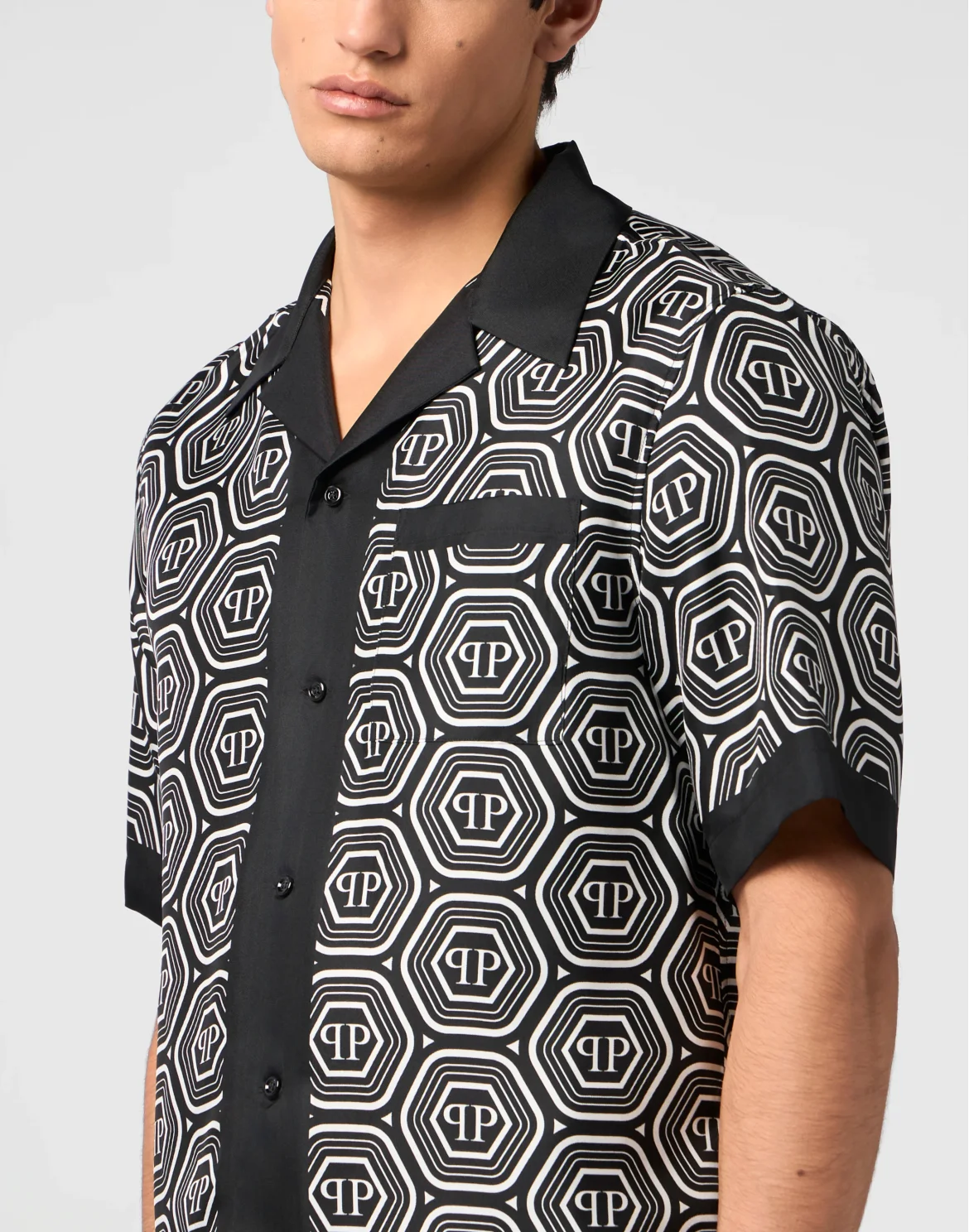 Silk Bowling Shirt Monogram 70's, цвет: Черный