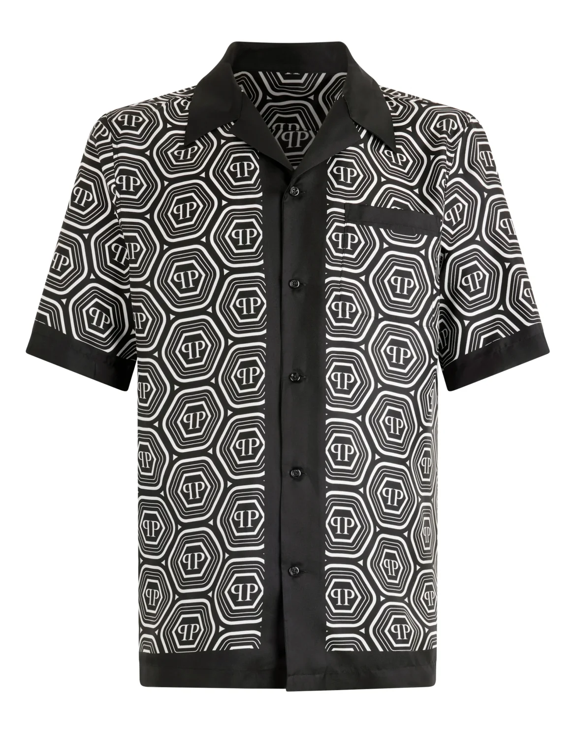 Silk Bowling Shirt Monogram 70's, цвет: Черный