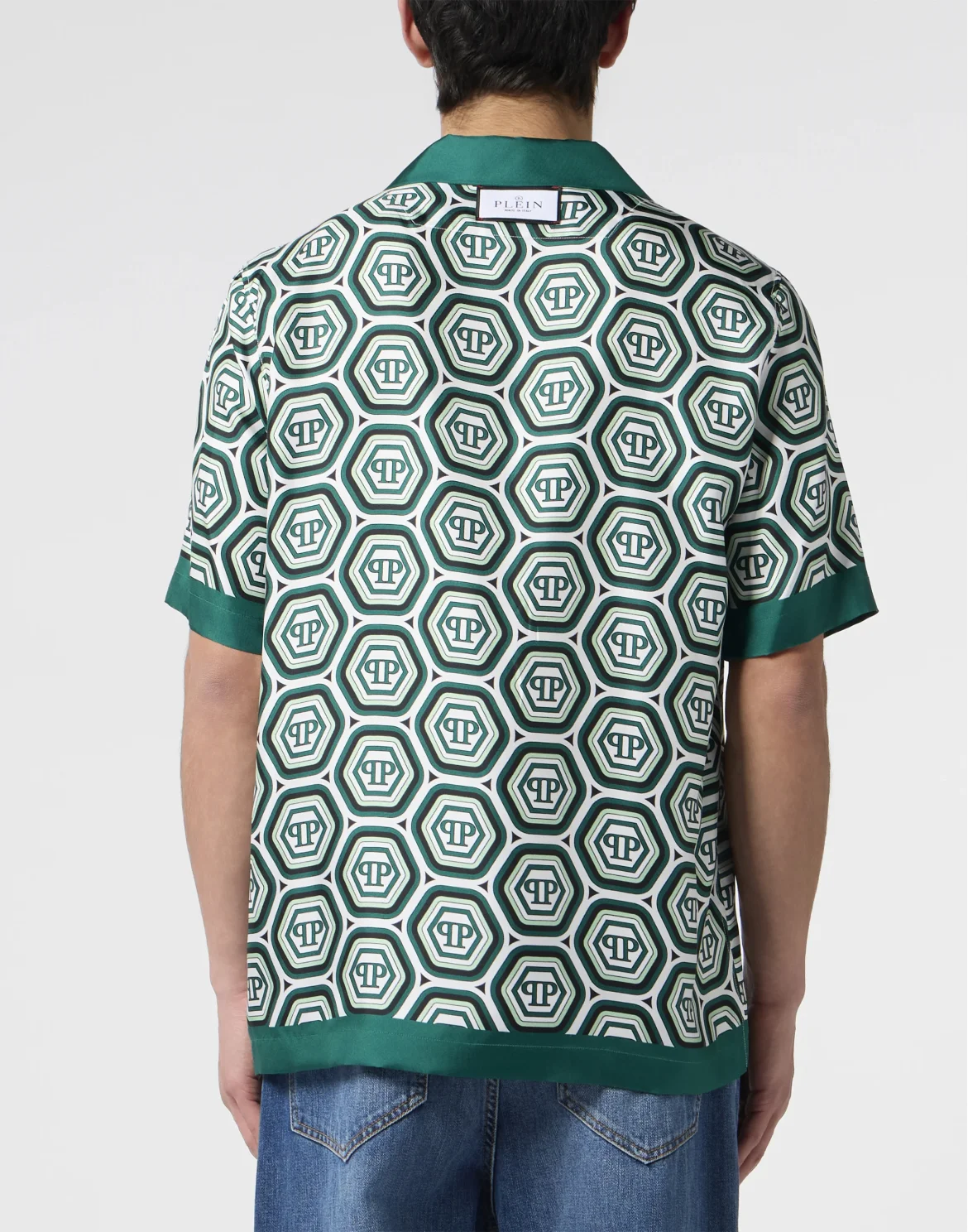 Silk Bowling Shirt Monogram 70's, цвет: Зеленый
