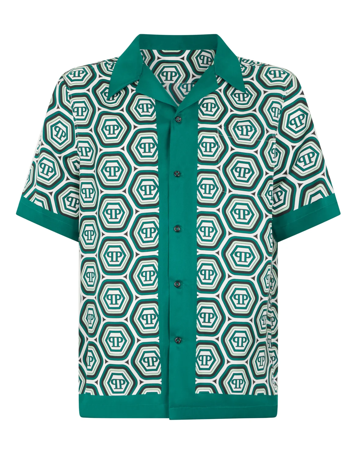 Silk Bowling Shirt Monogram 70's, цвет: Зеленый