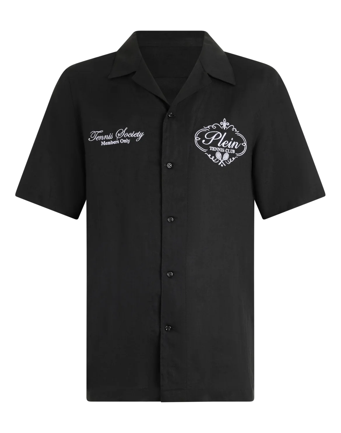 Linen Bowling Shirt Tennis Club, цвет: Черный