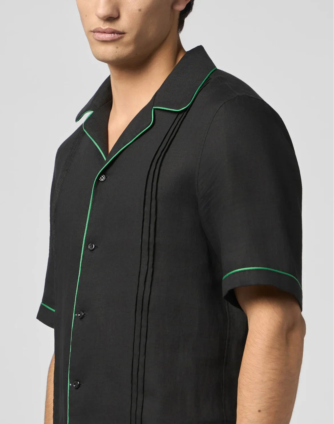 Linen Bowling Shirt Plein Tennis, цвет: Черный