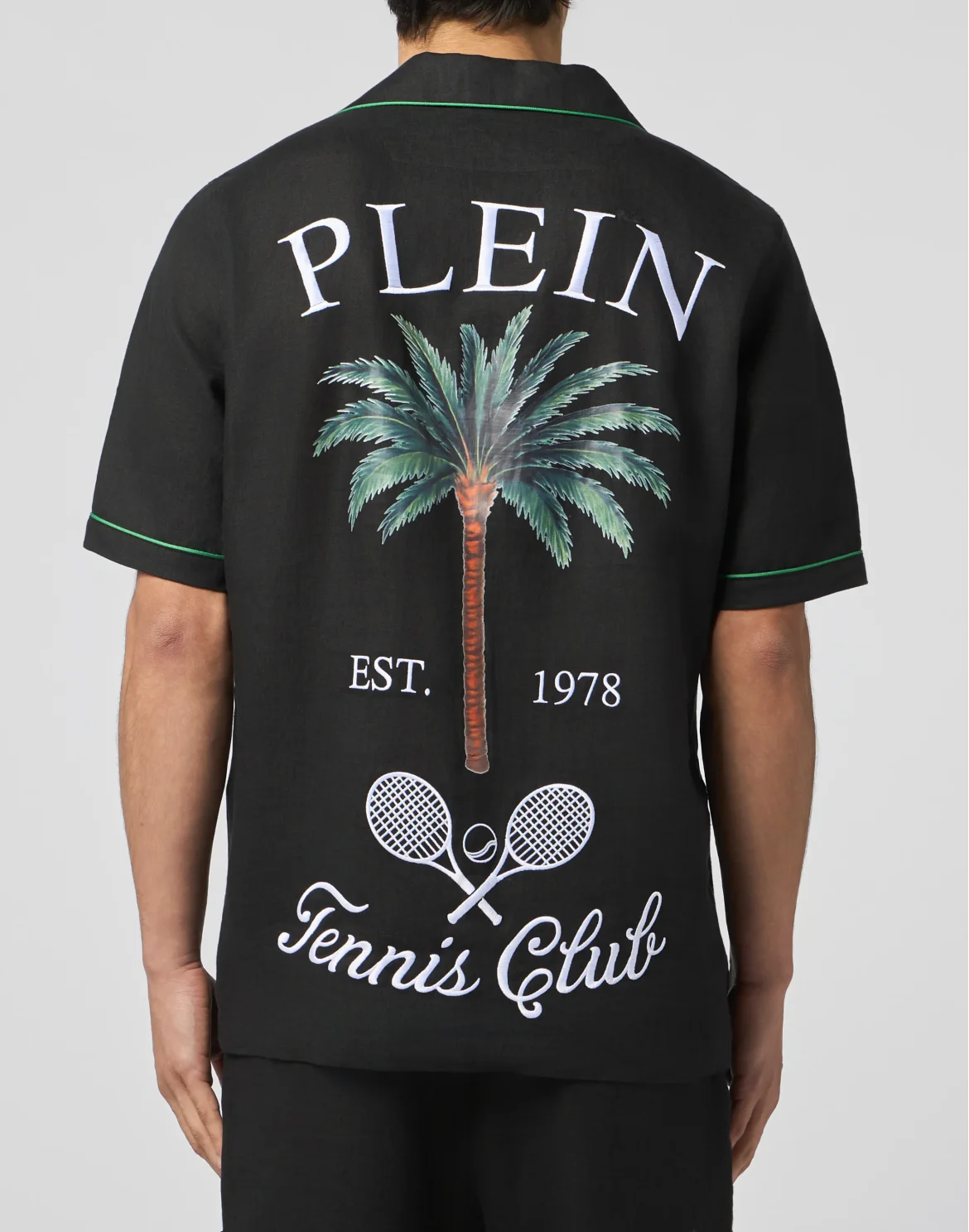 Linen Bowling Shirt Plein Tennis, цвет: Черный