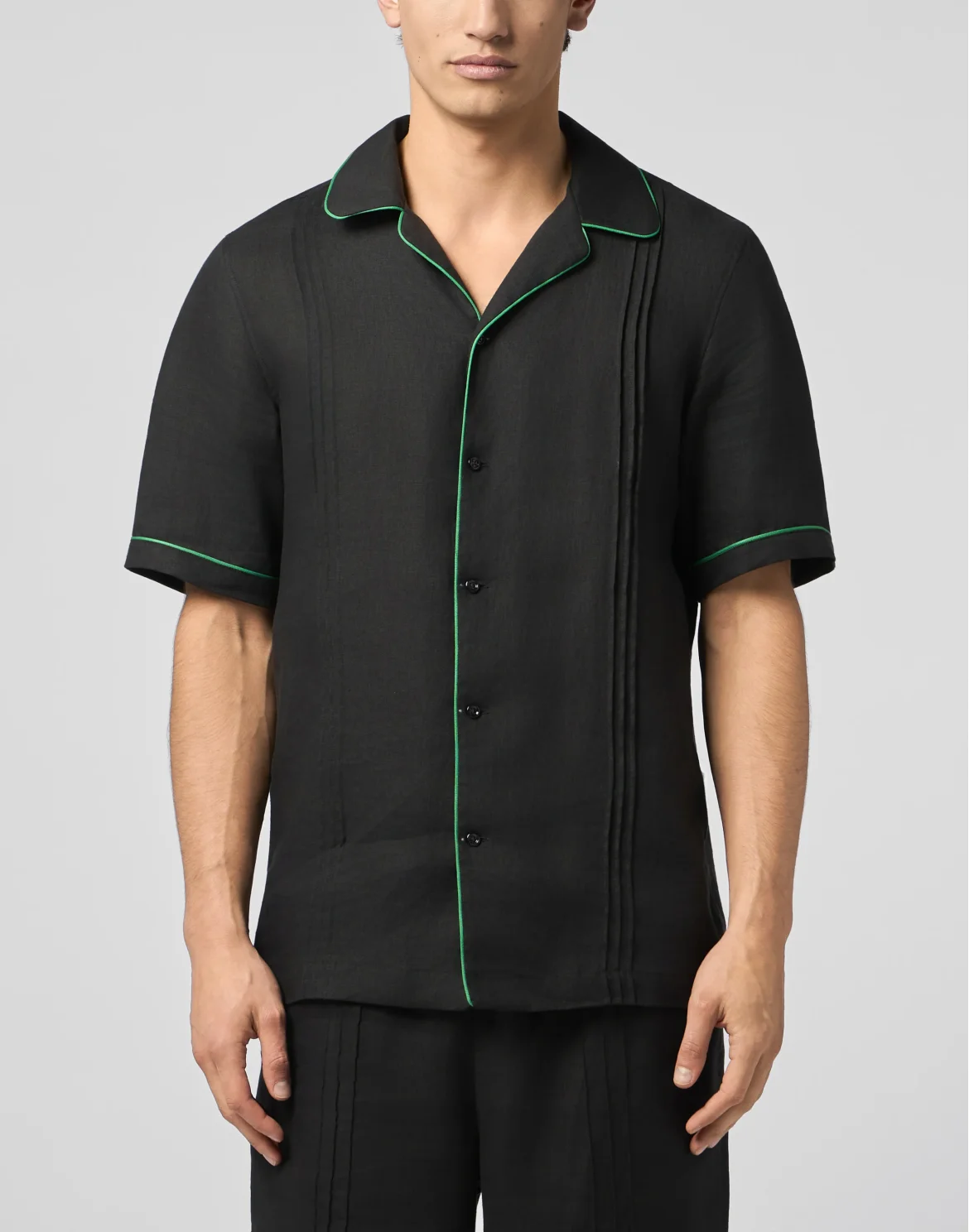 Linen Bowling Shirt Plein Tennis, цвет: Черный