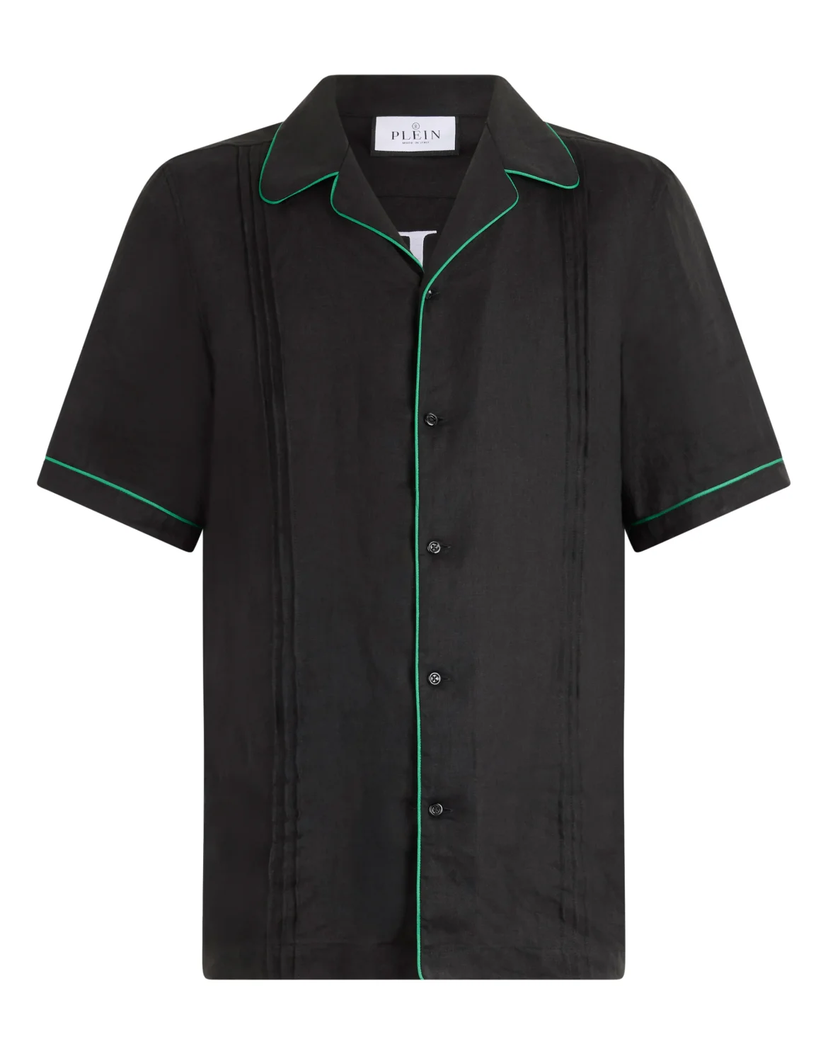 Linen Bowling Shirt Plein Tennis, цвет: Черный