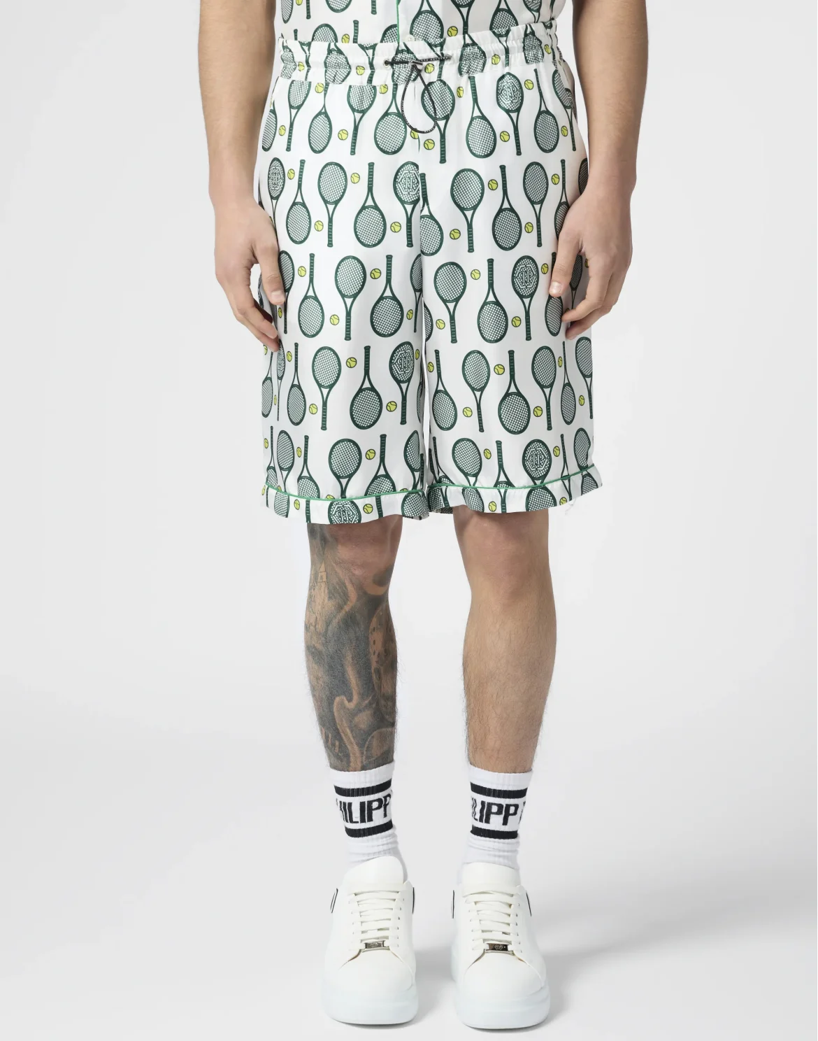 Silk Drawstring Shorts Tennis, цвет: Белый