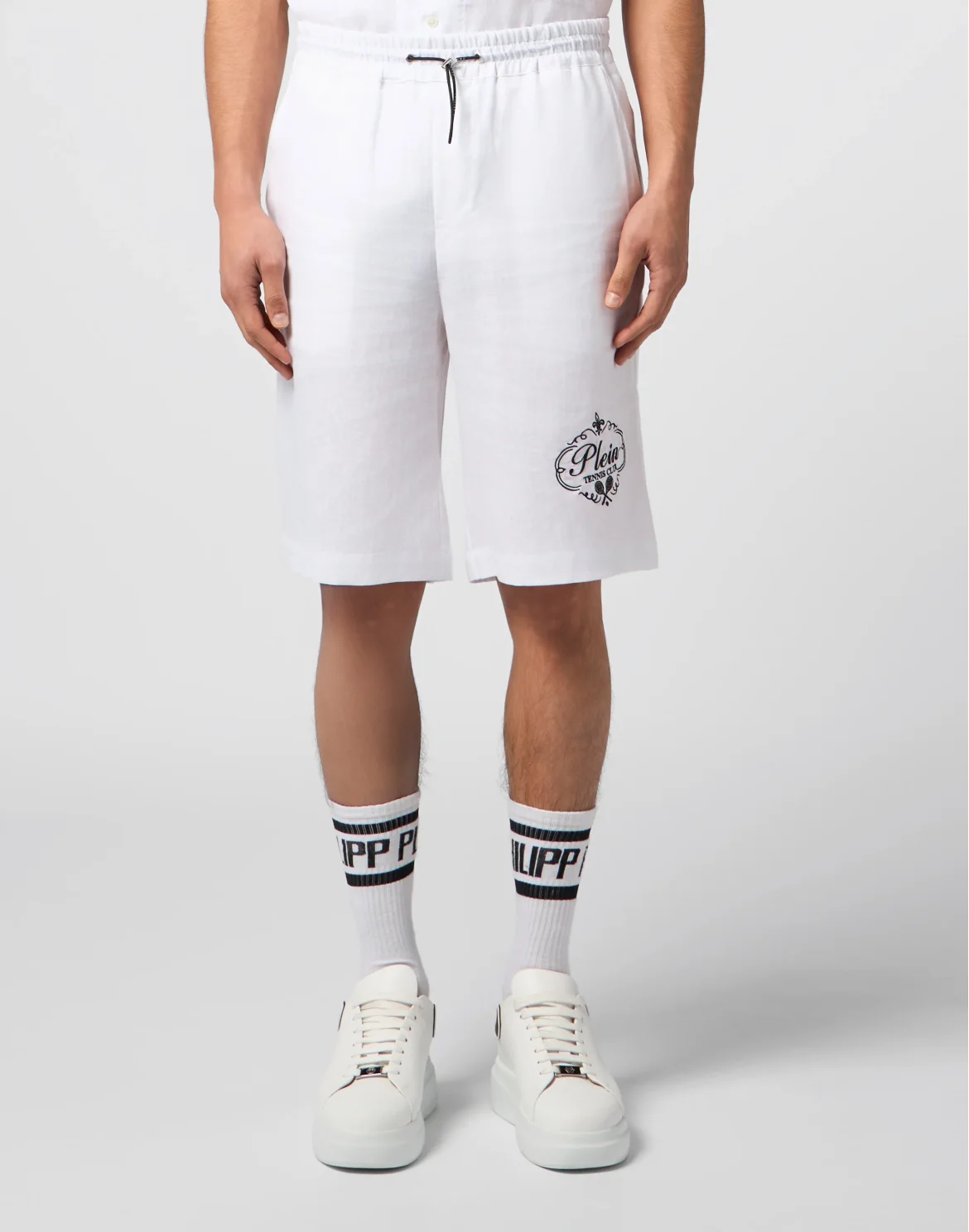 Linen Drawstring Shorts Tennis Club, цвет: Белый