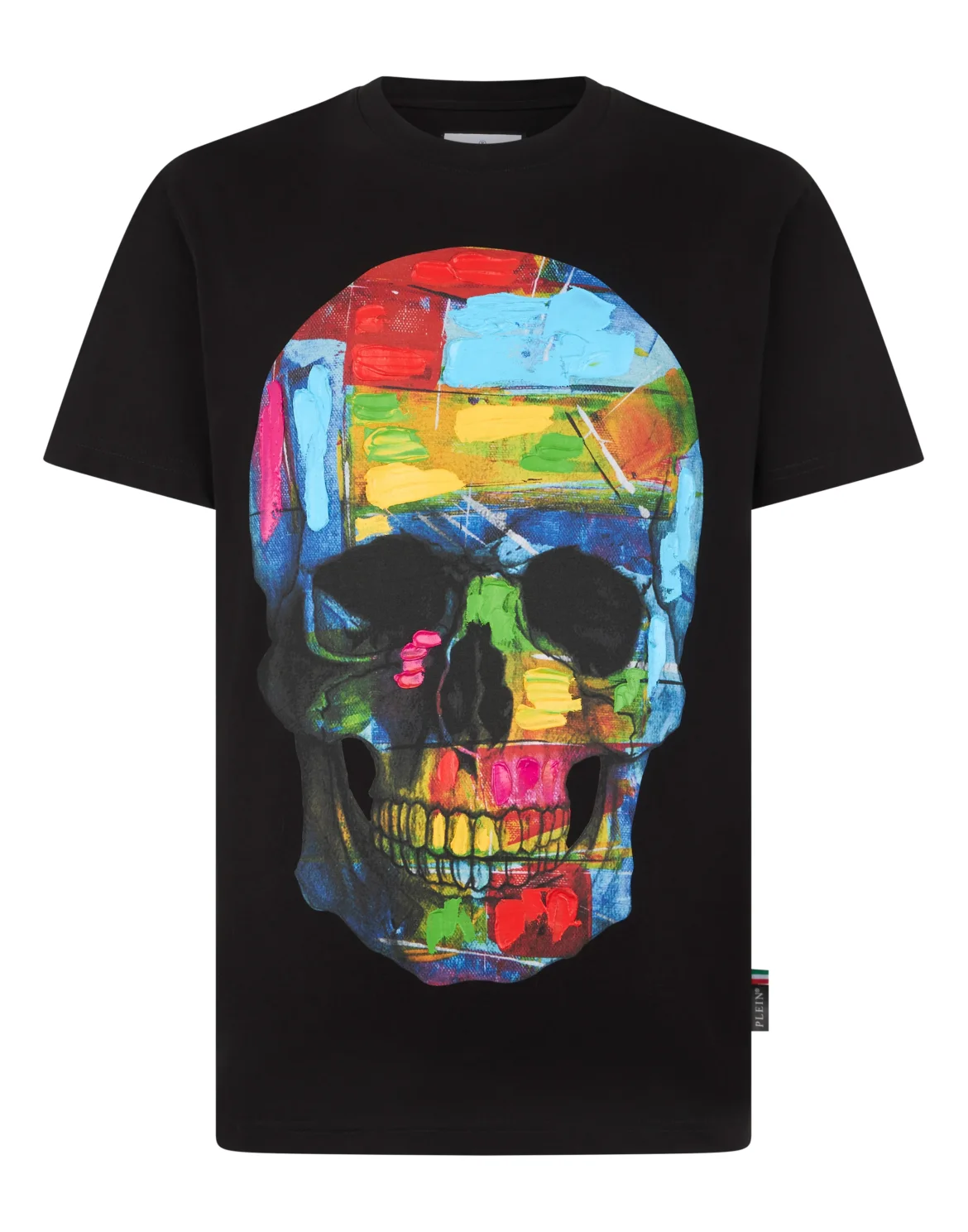 Round Neck T-Shirt Painted Skull, цвет: Черный