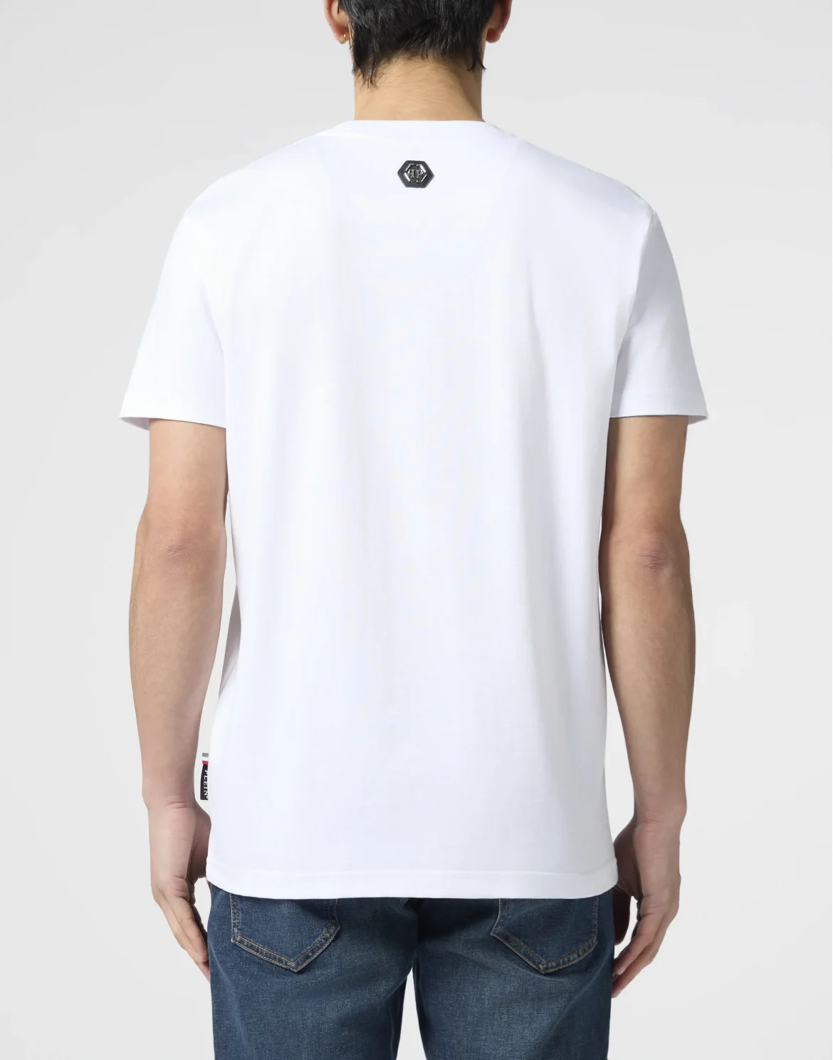 Round Neck T-Shirt Glitter Skull, цвет: Белый