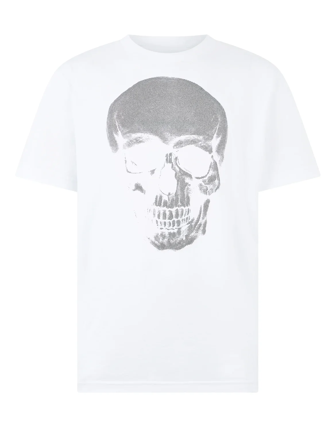 Round Neck T-Shirt Glitter Skull, цвет: Белый