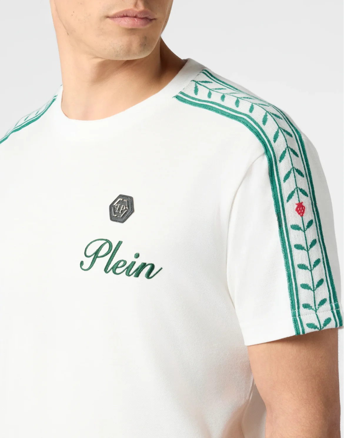 Piquet Round Neck T-Shirt Plein Tennis, цвет: Бежевый