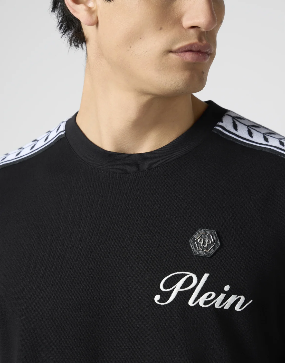 Piquet Round Neck T-Shirt Plein Tennis, цвет: Черный