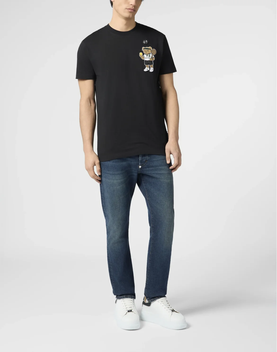 Round Neck T-Shirt Teddy Tennis Patch, цвет: Черный