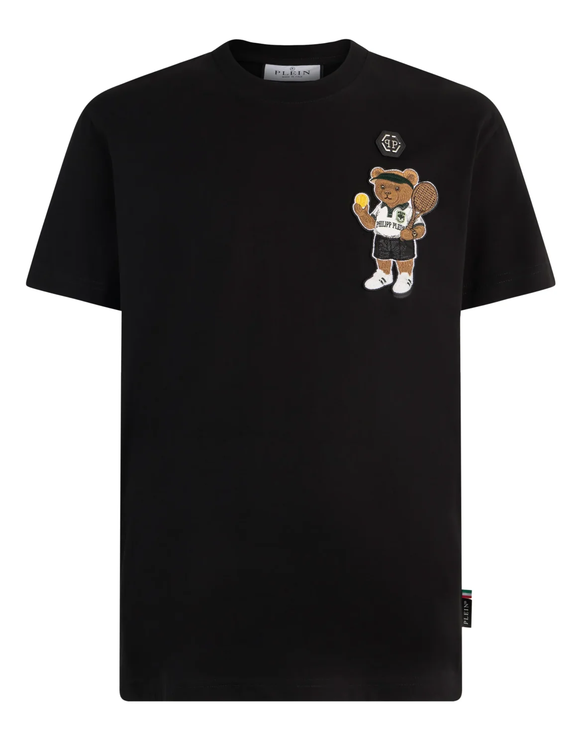 Round Neck T-Shirt Teddy Tennis Patch, цвет: Черный