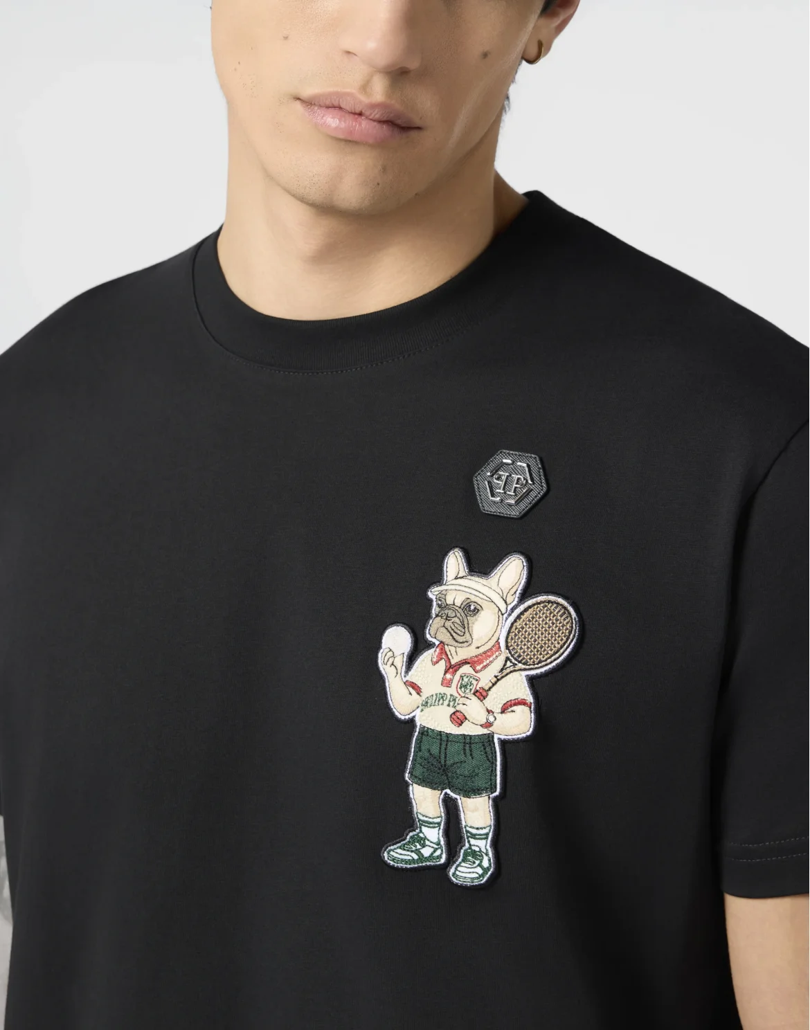 Round Neck T-Shirt New York Tennis Patch, цвет: Черный