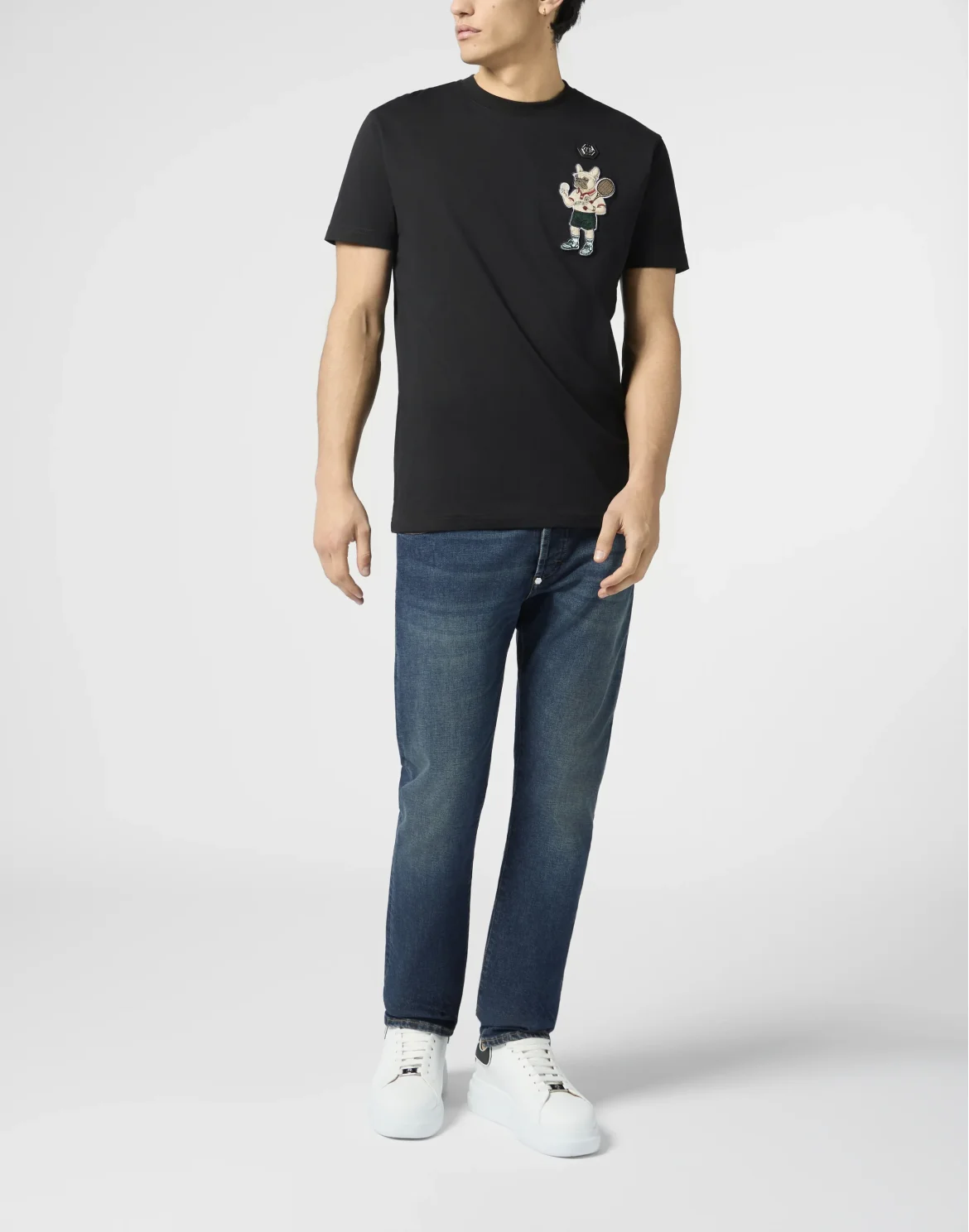 Round Neck T-Shirt New York Tennis Patch, цвет: Черный
