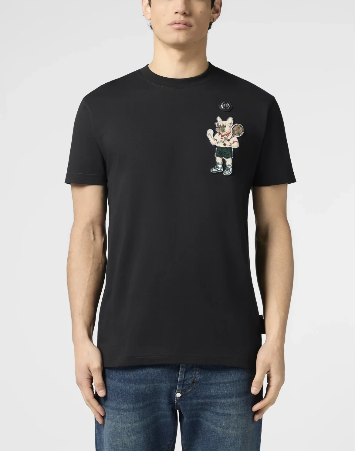 Round Neck T-Shirt New York Tennis Patch, цвет: Черный