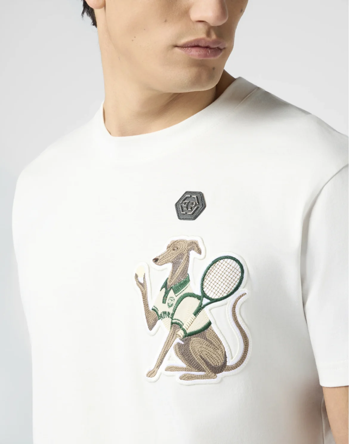 Round Neck T-Shirt Tennis Pet Patch, цвет: Бежевый