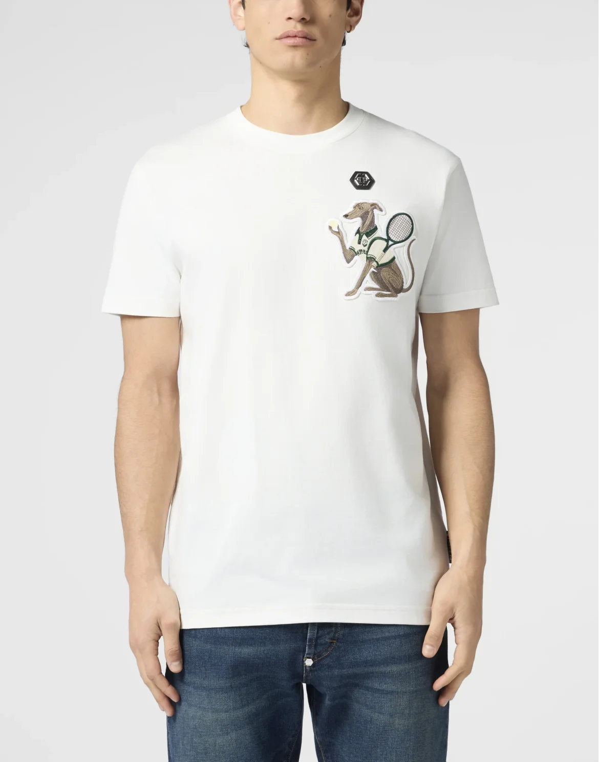 Round Neck T-Shirt Tennis Pet Patch, цвет: Бежевый