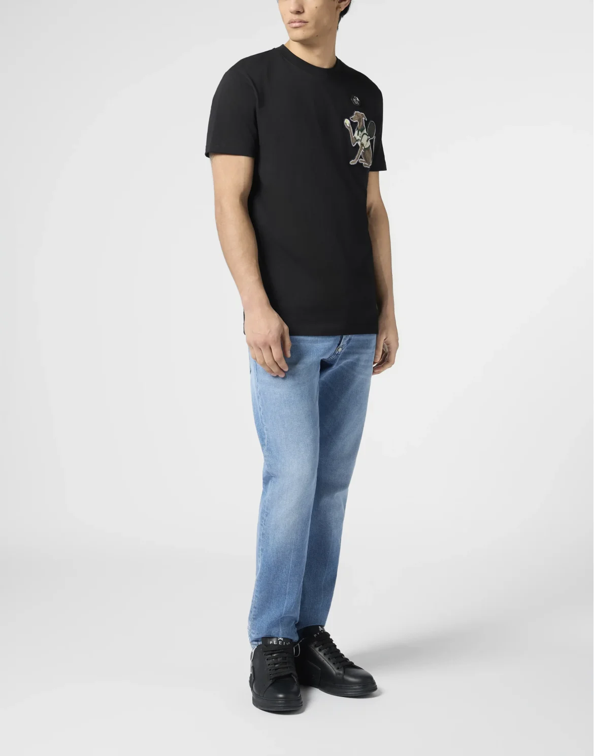 Round Neck T-Shirt Tennis Pet Patch, цвет: Черный