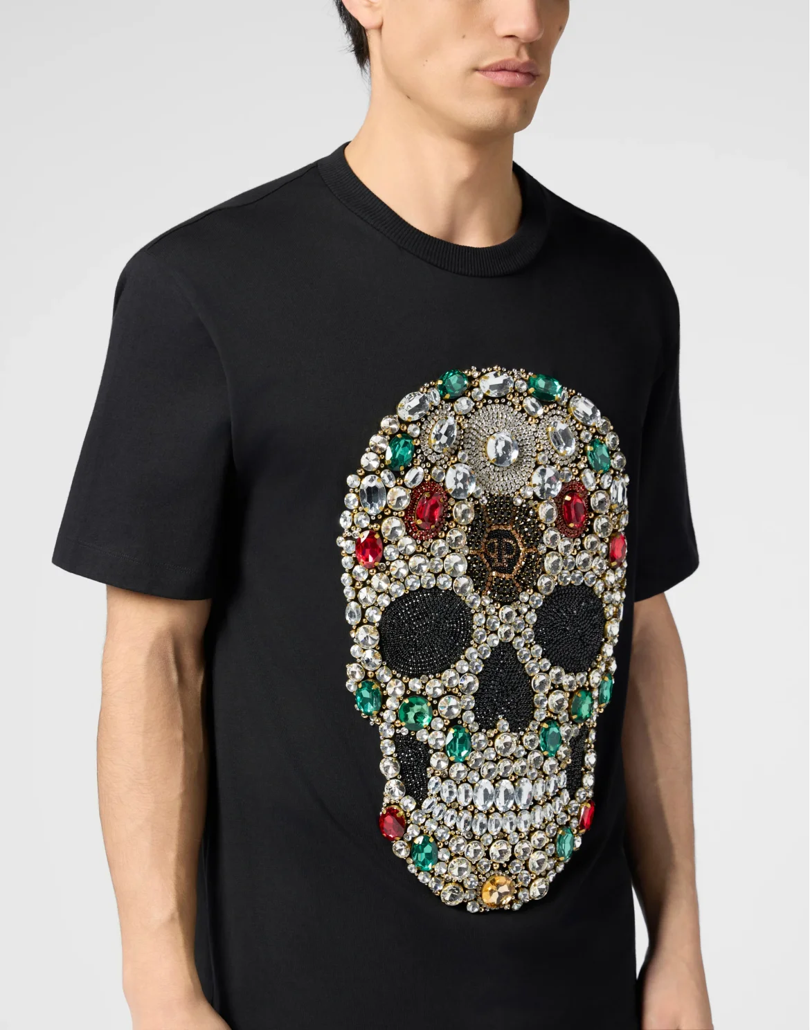Round Neck T-Shirt Skull Stones, цвет: Черный