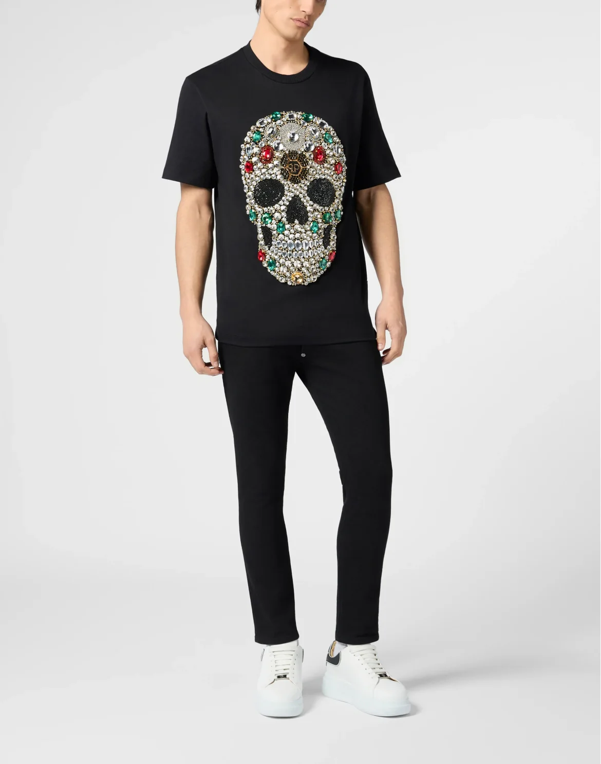 Round Neck T-Shirt Skull Stones, цвет: Черный