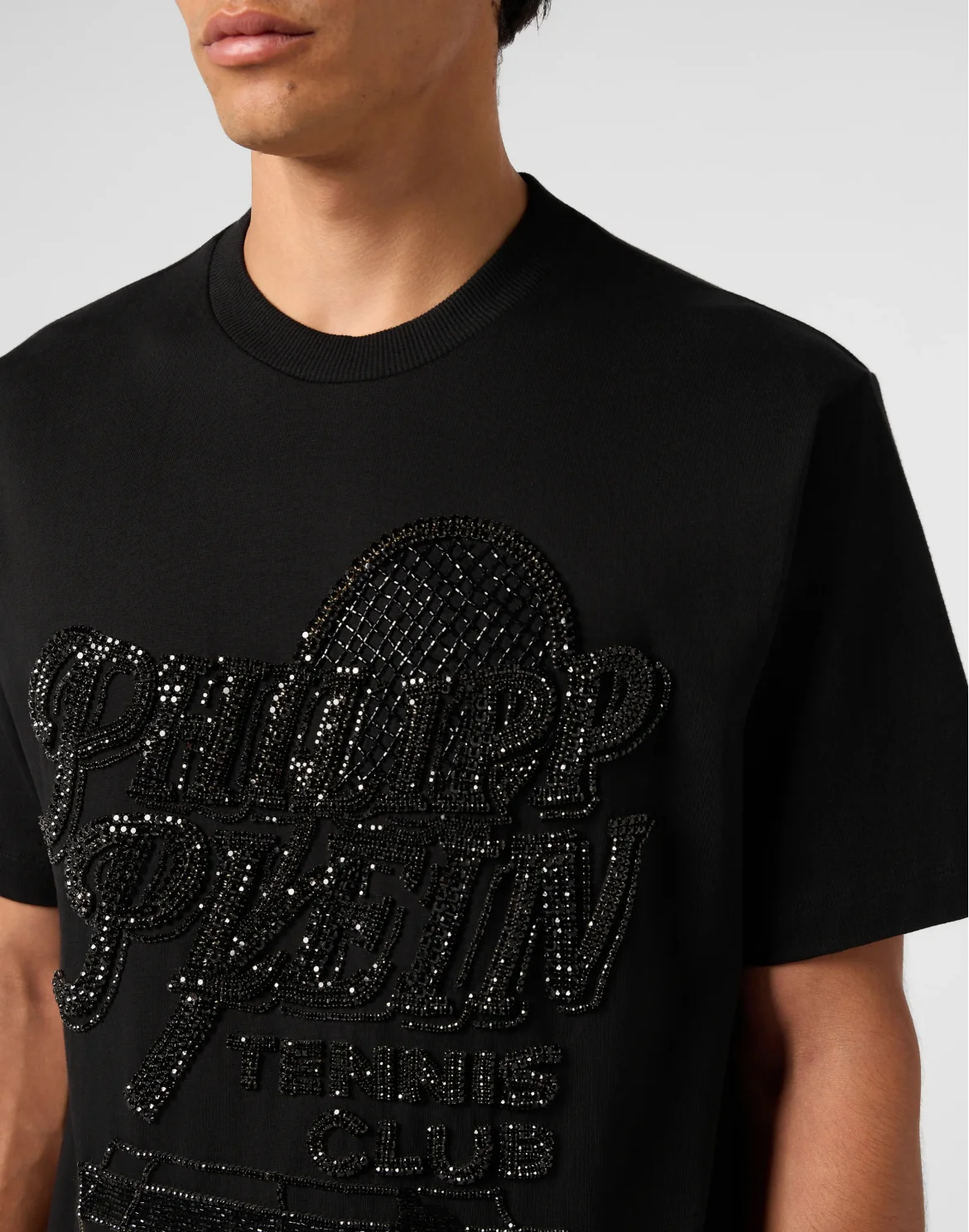 Round Neck T-Shirt Tennis Club Strass, цвет: Черный