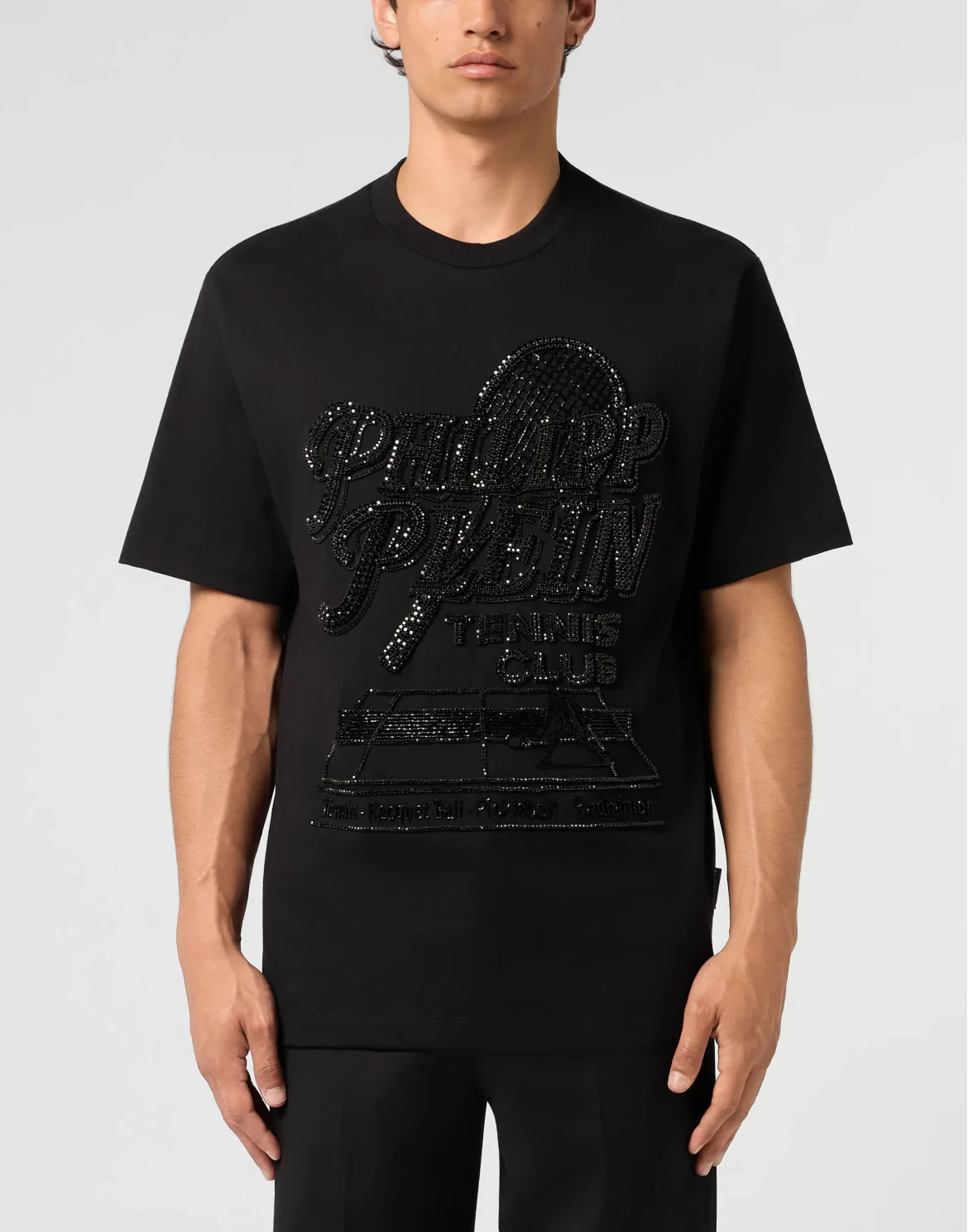 Round Neck T-Shirt Tennis Club Strass, цвет: Черный