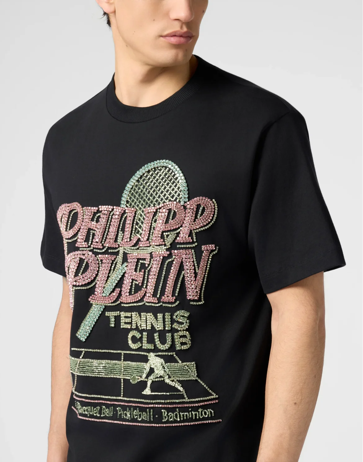 Round Neck T-Shirt Tennis Club Strass, цвет: Черный