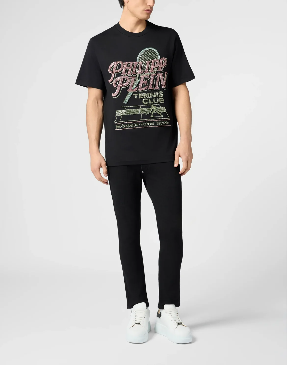 Round Neck T-Shirt Tennis Club Strass, цвет: Черный