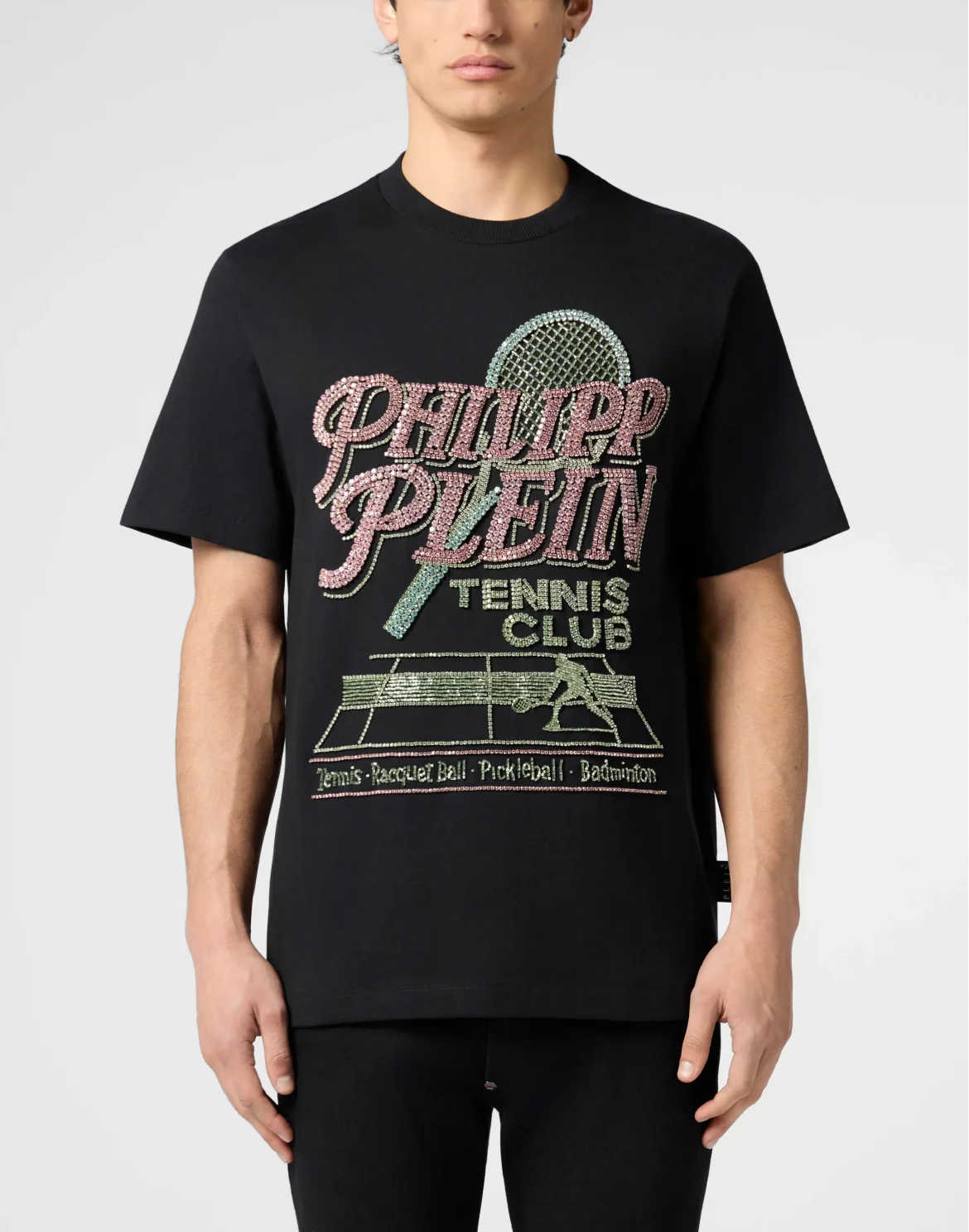 Round Neck T-Shirt Tennis Club Strass, цвет: Черный