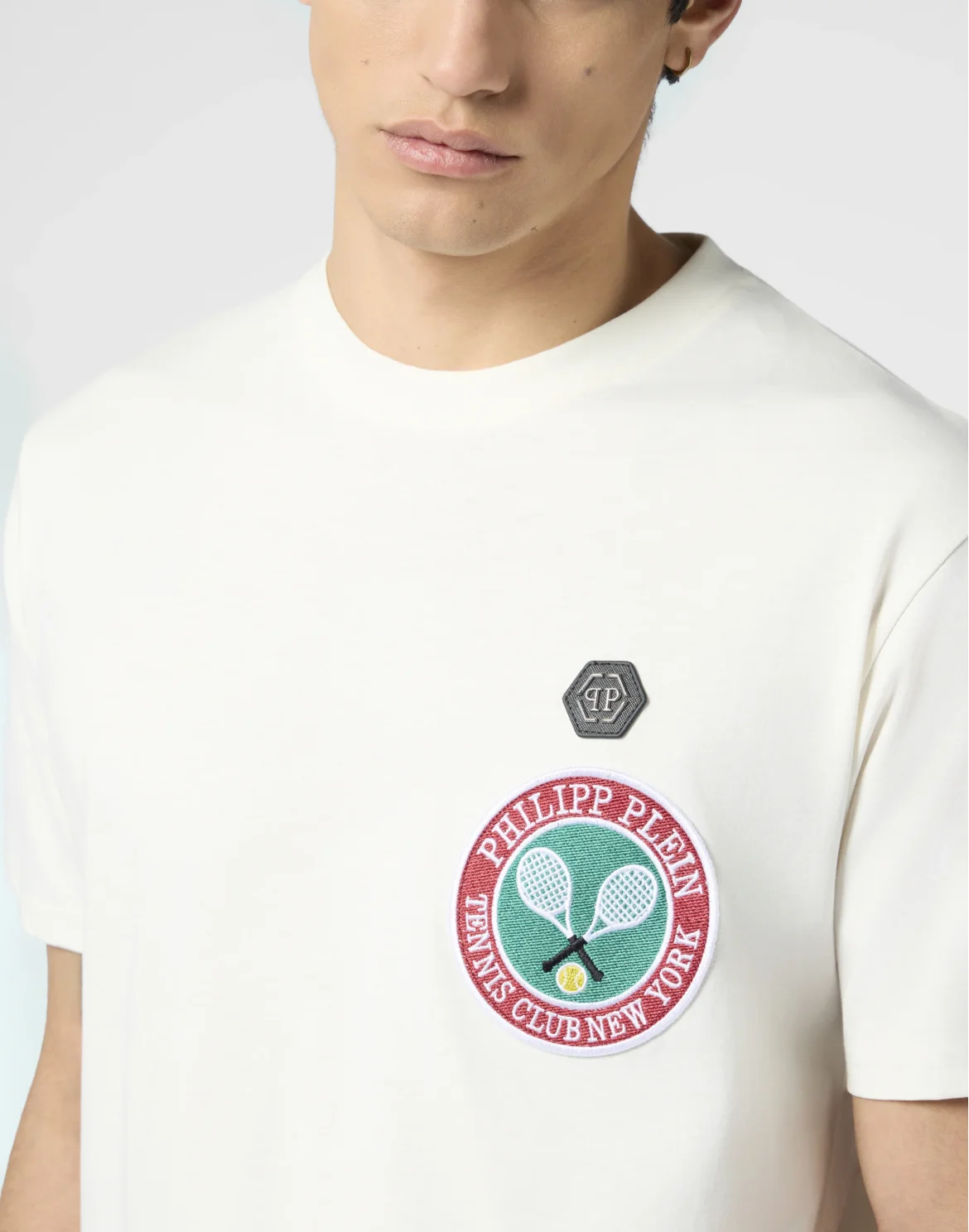 Round Neck T-Shirt Patch Tennis, цвет: Бежевый