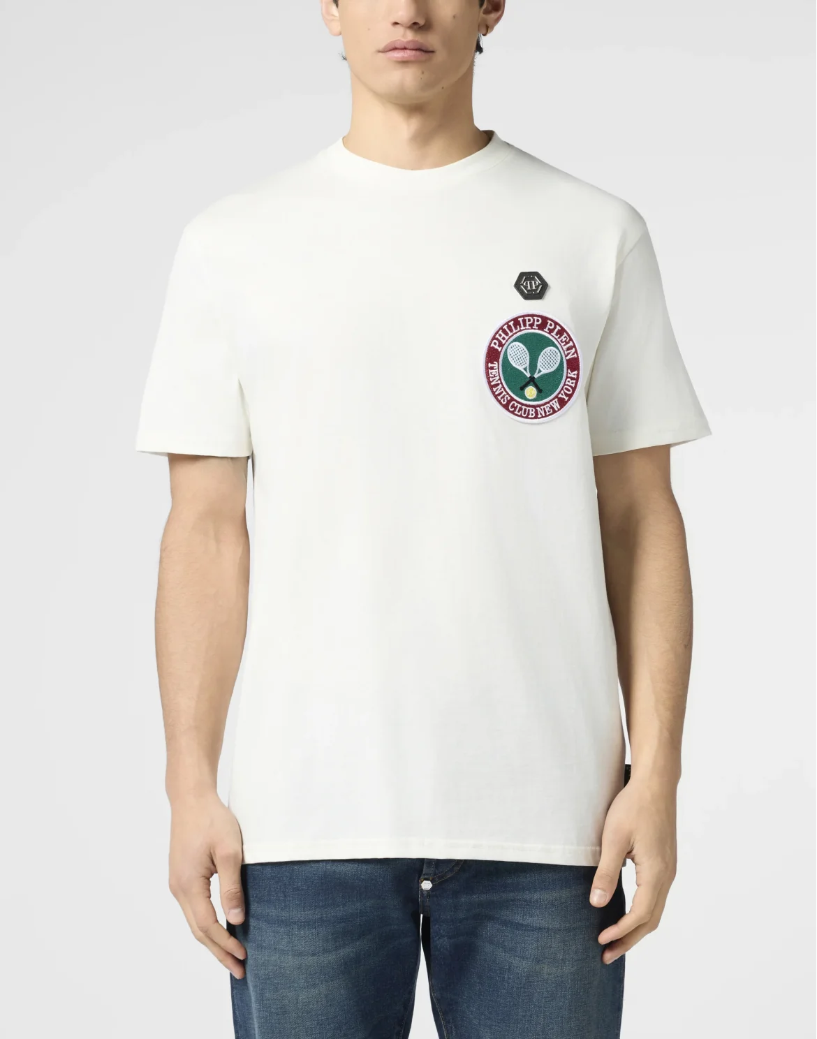 Round Neck T-Shirt Patch Tennis, цвет: Бежевый