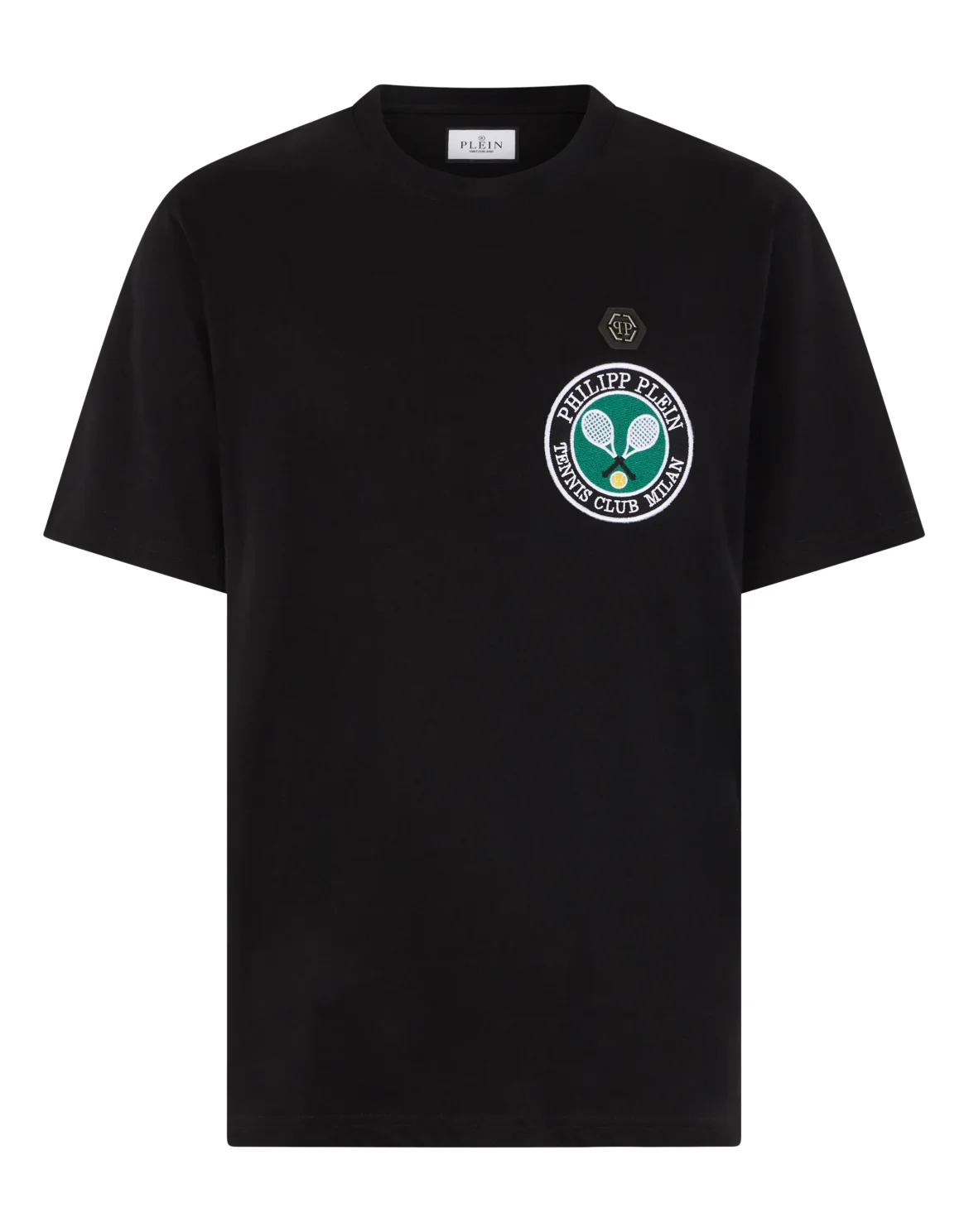 Round Neck T-Shirt Patch Tennis, цвет: Черный