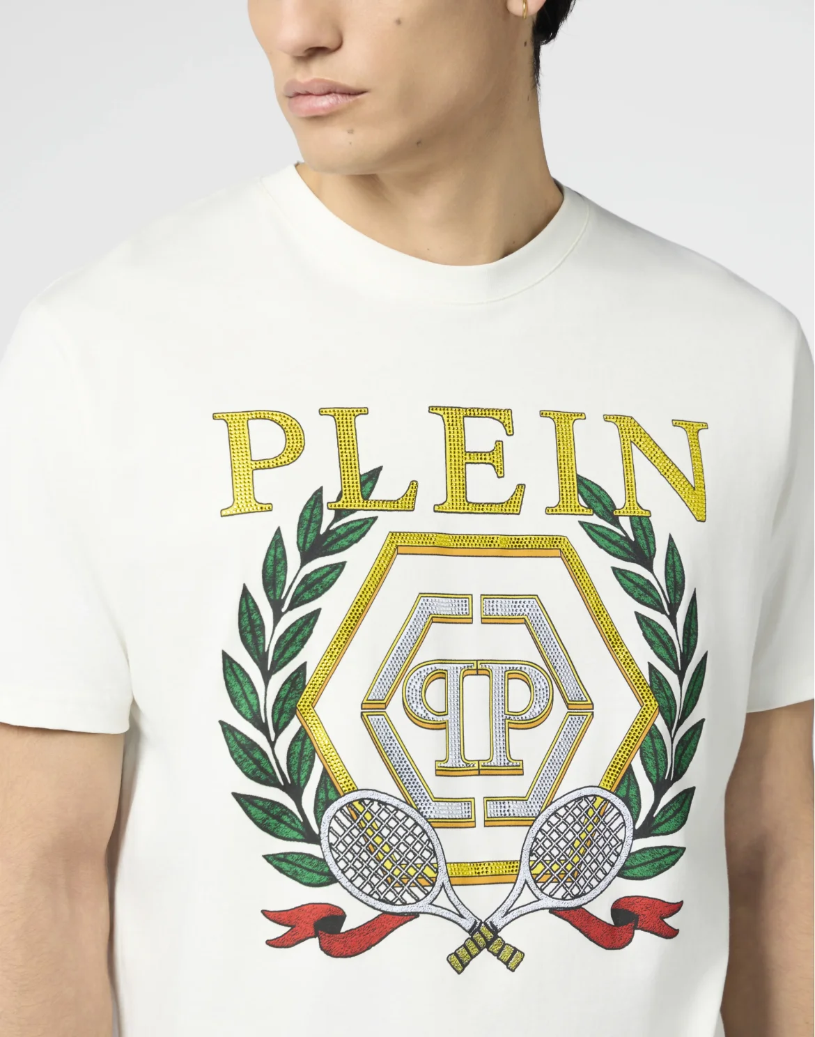 Round Neck T-Shirt Tennis Crest, цвет: Бежевый